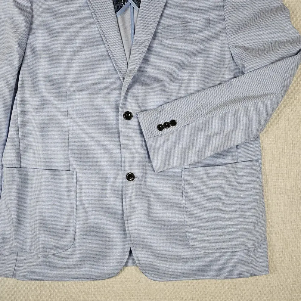 7 Diamonds Westport Blazer Jacket Men XXL Blue Houndstooth Unstructured Stretch